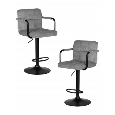 Набор 2 шт Стул барный DOBRIN KRUGER ARM BLACK (серый вельвет (LAR-E2041-25)) - купить в Екатеринбурге, в наличии