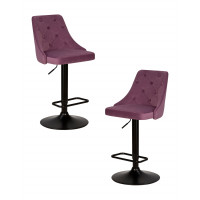 Набор 2 шт Стул барный DOBRIN JOSEPH BLACK (пудрово-сиреневый велюр (MJ9-52))