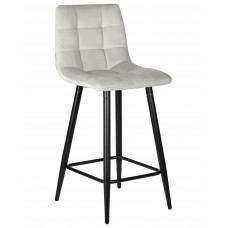 Стул полубарный DOBRIN OLIVIA (черные матовые ножки, светло-серый велюр (108-52))