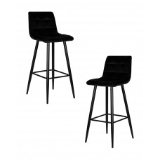 Набор 2 шт Стул барный DOBRIN NICOLE (черные матовые ножки, черный велюр (108-77))