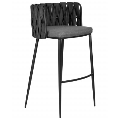 Стул барный DOBRIN AMELIA (серая ткань (F-48), темно-серый винтажный PU (MF-12))