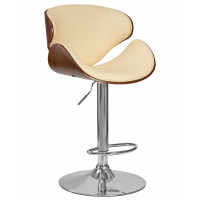 Стул барный DOBRIN KARTER (коричневое дерево, кремовый)