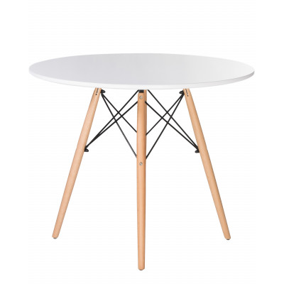 Стол обеденный DOBRIN CHELSEA`90 (ножки светлый бук, цвет белый)