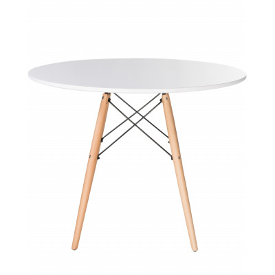 Стол обеденный DOBRIN CHELSEA`90 (ножки светлый бук, цвет белый)