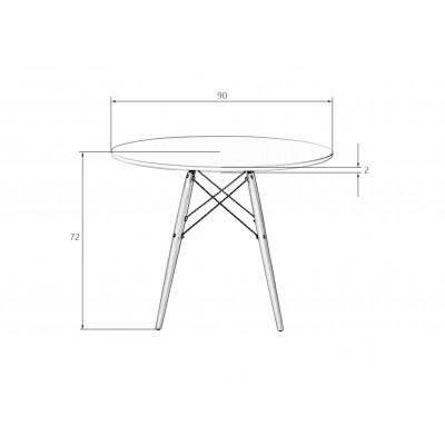 Стол обеденный DOBRIN CHELSEA`90 (ножки светлый бук, цвет белый)