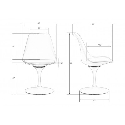 Стул обеденный DOBRIN TULIP (белое основание, цвет белый (W-02))