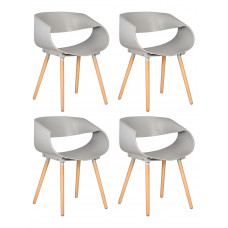 Набор 4 шт Стул обеденный DOBRIN ALIEN (ножки светлый бук, цвет светло-серый (GR-01))