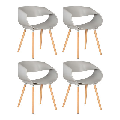 Набор 4 шт Стул обеденный DOBRIN ALIEN (ножки светлый бук, цвет светло-серый (GR-01)) - купить в Екатеринбурге, в наличии