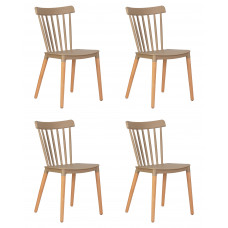 Набор 4 шт Стул обеденный DOBRIN THEO (ножки светлый бук, цвет бежевый (GR-03))