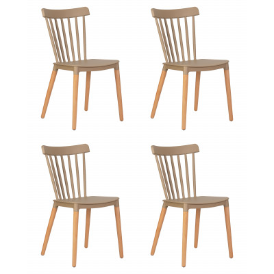 Набор 4 шт Стул обеденный DOBRIN THEO (ножки светлый бук, цвет бежевый (GR-03)) - купить в Екатеринбурге, в наличии