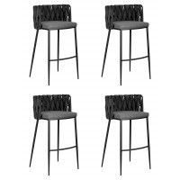 Набор 4 шт Стул барный DOBRIN AMELIA (серая ткань (F-48), темно-серый винтажный PU (MF-12))