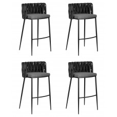 Набор 4 шт Стул барный DOBRIN AMELIA (серая ткань (F-48), темно-серый винтажный PU (MF-12))