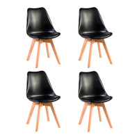 Набор 4 шт Стул обеденный DOBRIN JERRY SOFT (ножки светлый бук, цвет сиденья чёрный (B-03))