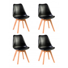 Набор 4 шт Стул обеденный DOBRIN JERRY SOFT (ножки светлый бук, цвет сиденья чёрный (B-03))