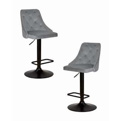Набор 2 шт Стул барный DOBRIN JOSEPH BLACK (серый велюр (MJ9-75))