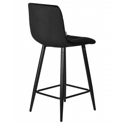 Стул полубарный DOBRIN OLIVIA (черные матовые ножки, черный велюр (108-77))