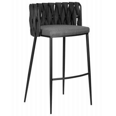 Набор 4 шт Стул барный DOBRIN AMELIA (серая ткань (F-48), темно-серый винтажный PU (MF-12))