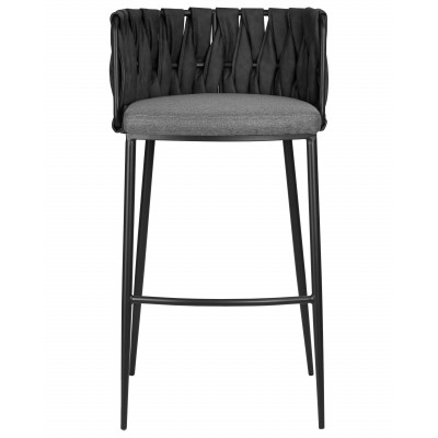 Набор 4 шт Стул барный DOBRIN AMELIA (серая ткань (F-48), темно-серый винтажный PU (MF-12))