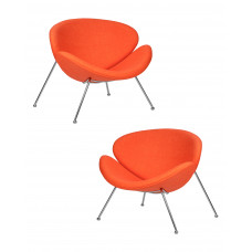 Набор 2 шт Кресло дизайнерское DOBRIN EMILY (оранжевая ткань AF, хромированная сталь)