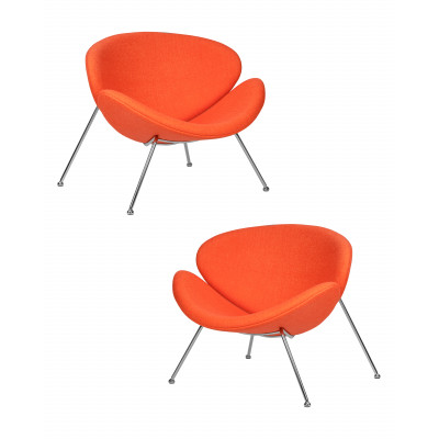 Набор 2 шт Кресло дизайнерское DOBRIN EMILY (оранжевая ткань AF, хромированная сталь) - купить в Екатеринбурге, в наличии