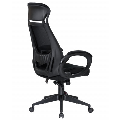 Офисное кресло для руководителей DOBRIN STEVEN BLACK (чёрный пластик, чёрная ткань) - купить в Екатеринбурге, в наличии