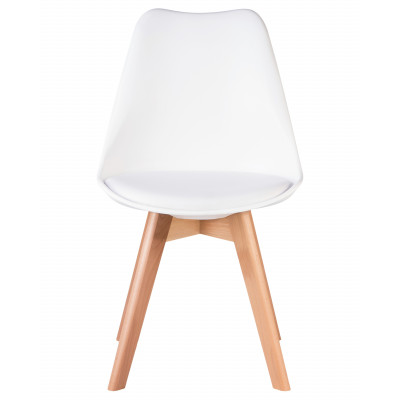 Стул обеденный DOBRIN JERRY SOFT (ножки светлый бук, цвет сиденья белый (W-02))