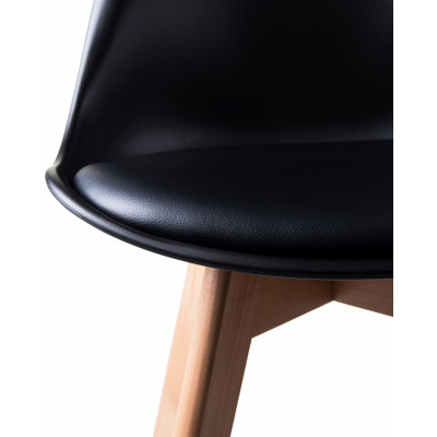 Набор 4 шт Стул обеденный DOBRIN JERRY SOFT (ножки светлый бук, цвет сиденья чёрный (B-03)) - купить в Екатеринбурге, в наличии