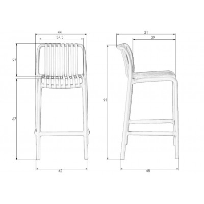 Стул полубарный DOBRIN CHLOE (белый (W-02)) - купить в Екатеринбурге, в наличии