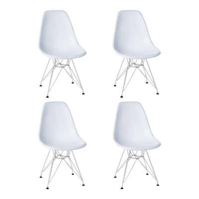 Набор 4 шт Стул обеденный DOBRIN DSR (ножки хром, цвет белый (W-02))