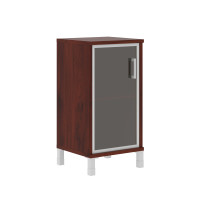 Шкаф-колонка низкая со стеклянной дверью в AL-рамке B 411.4(L) Бургунди 475х450х920 BORN