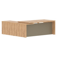 Стол руководителя TLCT 2020(R) Дуб Бофорд Z/Капучино 2000х2000х750 TORR LUX