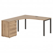 Стол эргономичный с тумбой EUCET 1518(L) Дуб Денвер светлый/Мокко 1560х1880х750 EDIS