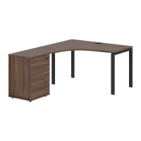 Стол эргономичный с тумбой EUCET 1318(L) Дуб Денвер тёмный/Черный 1360х1880х750 EDIS