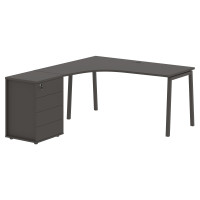 Стол эргономичный с тумбой ELCET 1518(L) Мокко/Мокко 1560х1880х750 EDIS