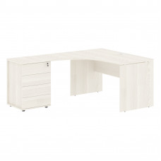 Стол эргономичный с тумбой EDCET 1318(L) Ясень Траун/Белый 1360х1880х750 EDIS