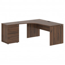 Стол эргономичный с тумбой EDCET 1518(L) Дуб Денвер тёмный/Черный 1560х1880х750 EDIS