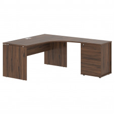 Стол эргономичный с тумбой EDCET 1518(R) Дуб Денвер тёмный/Белый 1560х1880х750 EDIS