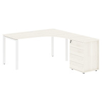 Стол эргономичный с тумбой EUCET 1518(R) Ясень Траун/Белый 1560х1880х750 EDIS