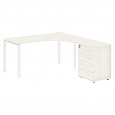 Стол эргономичный с тумбой EUCET 1518(R) Ясень Траун/Белый 1560х1880х750 EDIS