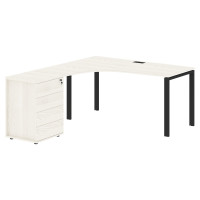 Стол эргономичный с тумбой EUCET 1518(L) Ясень Траун/Черный 1560х1880х750 EDIS