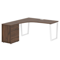 Стол эргономичный с тумбой EVCET 1518(L) Дуб Денвер тёмный/Белый 1560х1880х750 EDIS