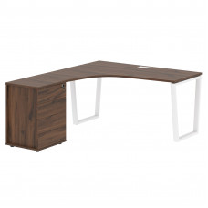 Стол эргономичный с тумбой EVCET 1518(L) Дуб Денвер тёмный/Белый 1560х1880х750 EDIS