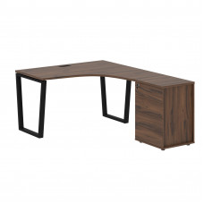 Стол эргономичный с тумбой EVCET 1318(R) Дуб Денвер тёмный/Черный 1360х1880х750 EDIS