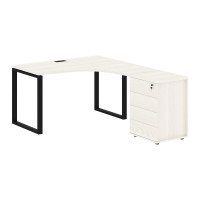 Стол эргономичный с тумбой EQCET 1318(R) Ясень Траун/Черный 1360х1880х750 EDIS