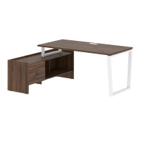 Стол с тумбой EVCT 17814 Дуб Денвер темный/Черный 1760х1400х750 EDIS