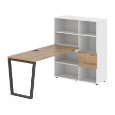 Стол-стеллаж EVRST 1115 Дуб Денвер светлый/Мокко/Белый 1990х1120х1355 EDIS