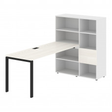 Стол-стеллаж EURST 1117 Ясень Траун/Черный/Белый 2190х1120х1355 EDIS