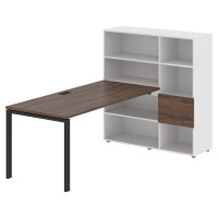 Стол-стеллаж EURST 1217 Дуб Денвер тёмный/Черный/Белый 2190х1250х1355 EDIS