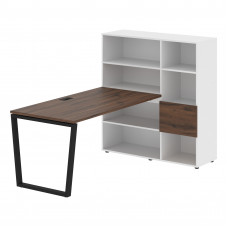 Стол-стеллаж EVRST 1215 Дуб Денвер тёмный/Черный/Белый 1990х1250х1355 EDIS