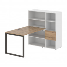 Стол-стеллаж EQRST 1213 Дуб Денвер светлый/Мокко/Белый 1790х1250х1355 EDIS